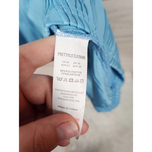 Pretty Little Thing Womens Shirt Button Knitted Long Sleeve Collar Blue Size 22 - Picture 4 of 6